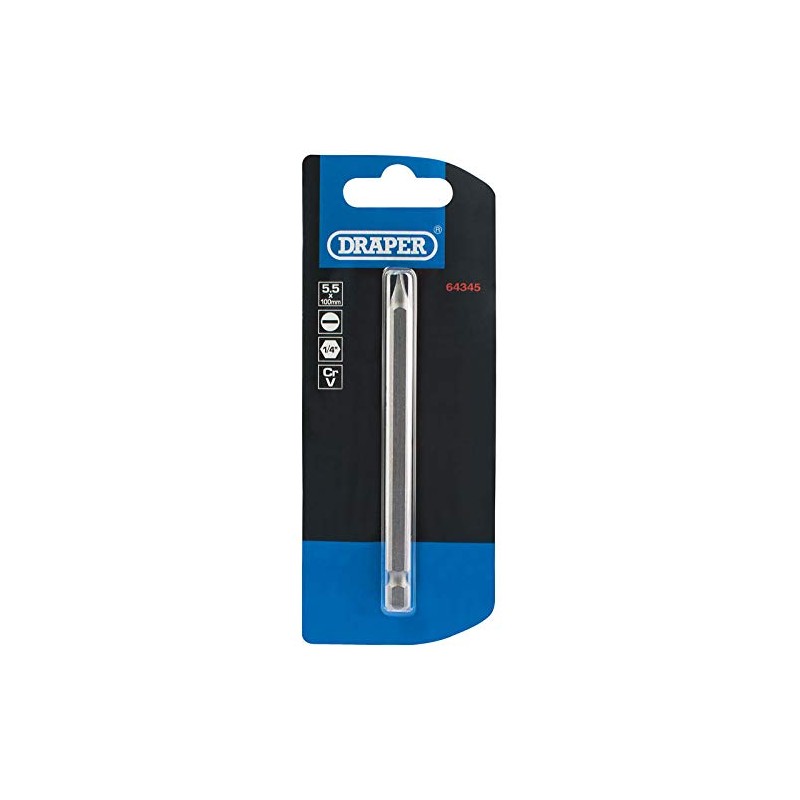 Draper 64012 6.5mm 1/4" Hex Plain Slot Insert Bit 25mm