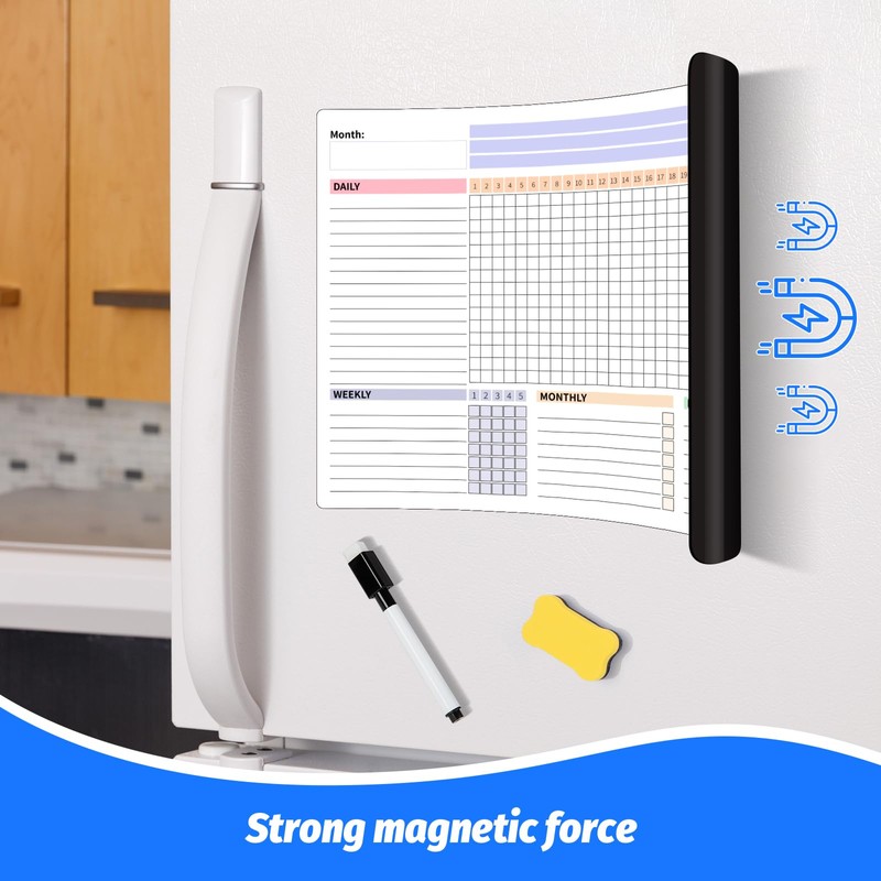 Habit Tracker Magnetic Whiteboard Set-Daily Weekly and Monthly Goal and
