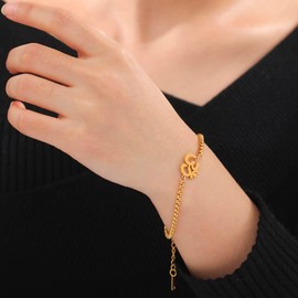 EUEAVAN Om Aum Ohm Hindu Sanskrit Symbol Bracelet Fashion Anklet Yoga Spiritual Lucky Charm Talisman Jewelry Box Chain Girls Women (gold)