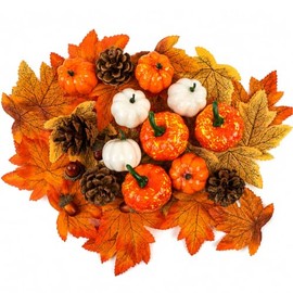 Juego de 51 piezas de decoración de otoño, calabazas artificiales, bellotas