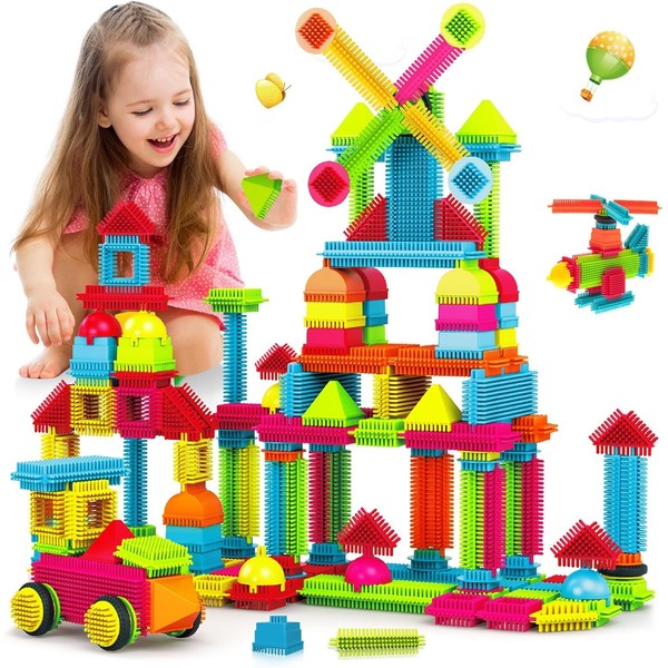 Bristle Blocks,Interlocking Building Blocks Construction Toys for 3 4 5