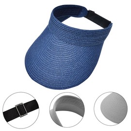 Ritte Women's Sun Hat, Visor Cap, Summer Straw Hat, Foldable Straw Hat, Visor Cap, Plain Summer Beach Hat with Wide Brim, blue, Unit size