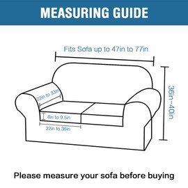 3 Piece Stretch Sofa Covers for 2 Cushion Loveseat Couch Covers for Living Room Sofa Slipcovers Furniture Cover (Base Cover Plus 2 Seat Cushion Covers) Thicker Jacquard Fabric(Medium Sofa, Grey)