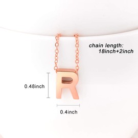 VU100 Necklace Initial Alphabet Letter Pendant for Women Girls Rose Gold Stainless Steel Necklace with Letter Chain 45 + 5 cm, Stainless Steel