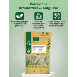 Organic Eucalyptus Leaves Cut | Dried Eucalyptus Leaf Tea | Natural and Aromatic | Perfect for Tea, Infusions and Herbal Mixtures | No Additives | OmVeda (500g)