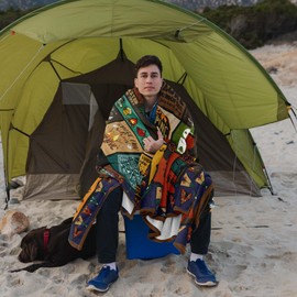 Camping Gifts for Women/Men, Camping Blanket for Camping Lovers, Camping Lovers Gift Ideas, Campevan Gift Accessories, Campsite Outdoors Couch Travel Hiking Bed Sofa, Camper Outdoor Blanket 150X130CM