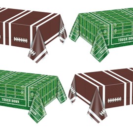 PIXHOTUL Football Tablecloth Football Party Decorations Plastic Touchdown Table Cover Football Print Table Decor for Football Theme Birthday Party Football Gameday Tailgate Party 51 X 86in, 4 Pack