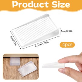 4 Pack Door Stop Rubber, Wedge Thin Door Stoppers for Bottom of Doors Clear Non-Scratching Doorstops Sturdy Stackable Doors Stops for Home Office School