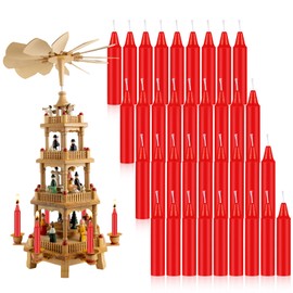 Nuanchu 36 Pcs Christmas Tree Candles for Pyramids 4 x 0.8 Inches Traditional Christmas Wax Candles for Xmas Tree Holiday Seasonal Celebration Decoration (Red)
