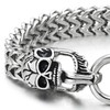 COOLSTEELANDBEYOND Mens Steel Vintage Skull Teeth Tongue Bracelet, Franco Link