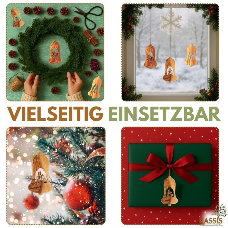 KASSIS Geschenkartikel Olive Wood Christmas Decoration Tree Decorations Set of