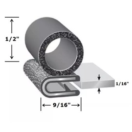 Brickyard Automotive 1/16" Black Trim Lok w/ 1/2" Bulb on End : Door Seal, Truck Lid, RV Camper Door