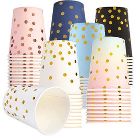 YZDZSW 60 Pcs Paper Cups, 9oz/250ml Multicolor Drinking Cup, Colorful Polka Dot Paper Cups Disposable Drinking Cups for Party DIY Holiday Barbecues and Wedding Birthday(6 Colors)