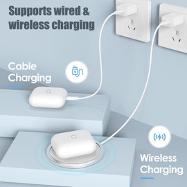 AIRCASES Wireless Charging Case Only for Air Pods 1st 2nd gen, Charger Case Compatible with Air Pods 1/2 Gen Replacement Charger Cases, Support Bluetooth Pairing& Sync Button, Earbuds Not Included
