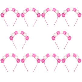 Needzo Pink and White Flower Crown Headband, Elegant Boho Accessory for Weddings, Concerts, and Festivals, One Size Fits Most, (Pack of 10)