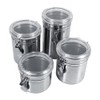 4pc Stainless Steel Canister Set with Clear Acrylic Lids &