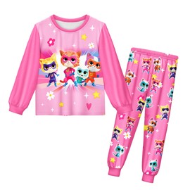 Floloriding Girls Cartoon Shirt Pants Sets Little Big Girls 2Pcs Outfits Casual Home Clothes Birthday for Kids