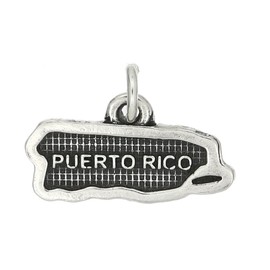 LGU Sterling Silver Oxidized Textured Puerto Rico Map Charm