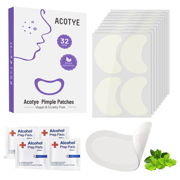 ACOTYE Spot Patches 32pcs Large Pimple Patches with Tea Tree