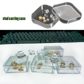 DPYSG_TO Epic Silver Necklace and Pearl Earrings Organizer - Ultra Clear Acrylic Organizer for Rings, Pearl Jewelry - Compact and Portable Plastic Storage Case (Earrings Box Set 1#)