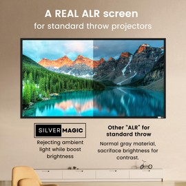 ALR Projector Screen for Standard Throw- Wall Mounted - High Contrast 70% ALR High Brightness 2.7X Gain - 120 inch 16:9 Gray Screen-by SilverMagic