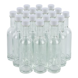 50 ml Mini Liquor Bottle Glass With Aluminum Lid and Heat Shrink 24 Pack (White Caps) for Liquor Sauce party Favor Beverage