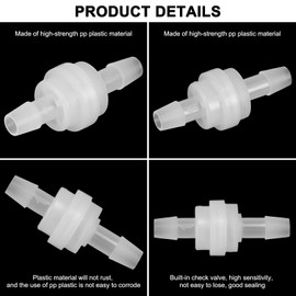 M METERXITY 5-Pack One Way Check Valve, 1/4" Barb Hose Non Return Plastic Pressure Ozone Resistance Air Valve for Fue/Oil/Water/Air/Gas 1.76" [Clear]