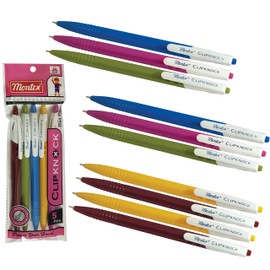 Montex 10 x 0.7mm Ball Point Pens ClipKnock BLUE Retractable Smooth Ball Pens