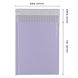 ZEONHEI 60 Pack 18x15cm Purple Poly Bubble Mailers, Self Seal Padded Envelopes, Waterproof Small Bubble Envelopes for Shipping, Mailing, Small Business Packaging