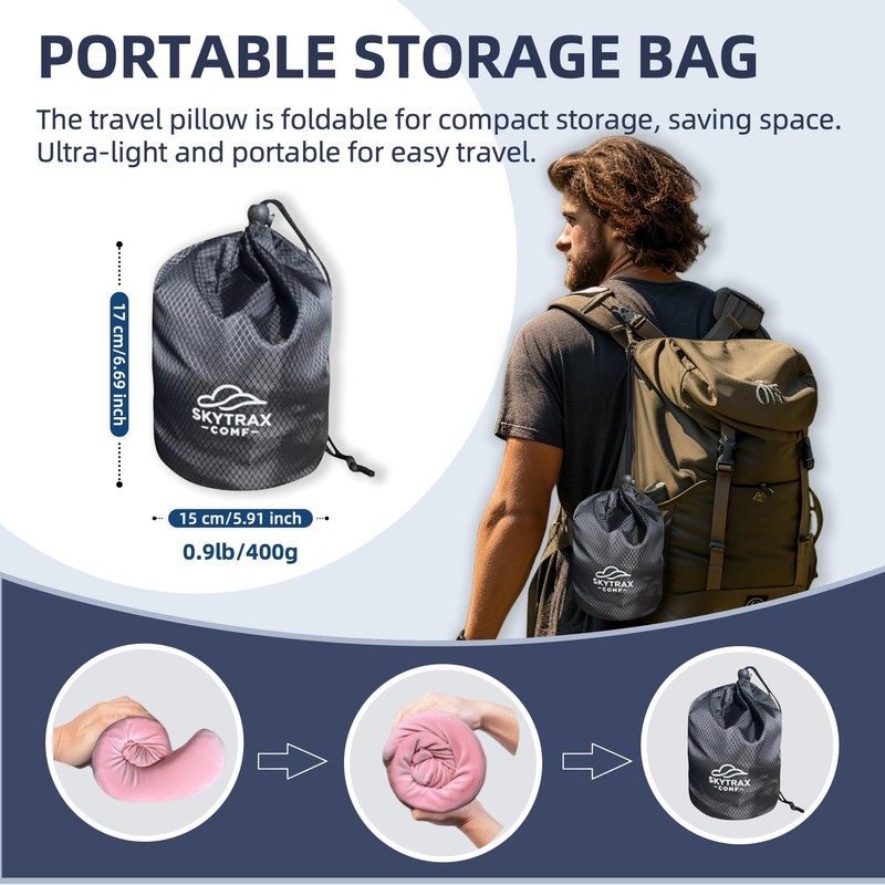 Travel Pillow with Extra Large Hood for Airplane Long Flights