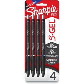 Sharpie S-Gel Gel Pens Medium Point (0.7mm) Assorted Colors 4 Count