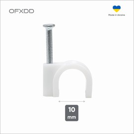 Cable Clips 10 mm - Cord Clips for Wall, 100 Pcs - White Cable Clips with Steel Nails - Mounting Clips for Round Cable & Wire, Indoor & Outdoor