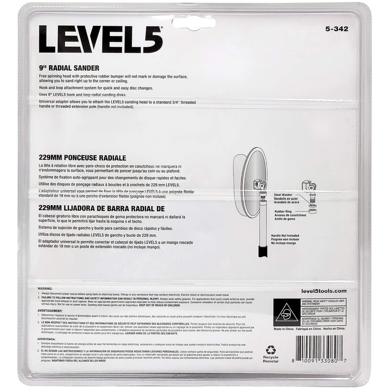 LEVEL5 5-342 9" Radial Grinding Head, Wall Sander and Finishing