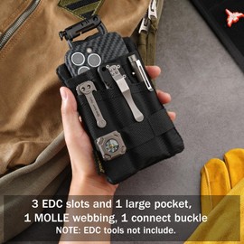 VIPERADE VE23 Small EDC Bag Organiser, EDC Pouch Pockets, Small EDC Tool Bag for Men, EDC Multitools Bag with Velcro Surface, Small Multitools Organiser, Waist Bag - Black