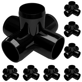 FORMUFIT F0345WC-BK-8 5-Way Cross PVC Fitting, Furniture Grade, 3/4" Size, Black (Pack of 8)