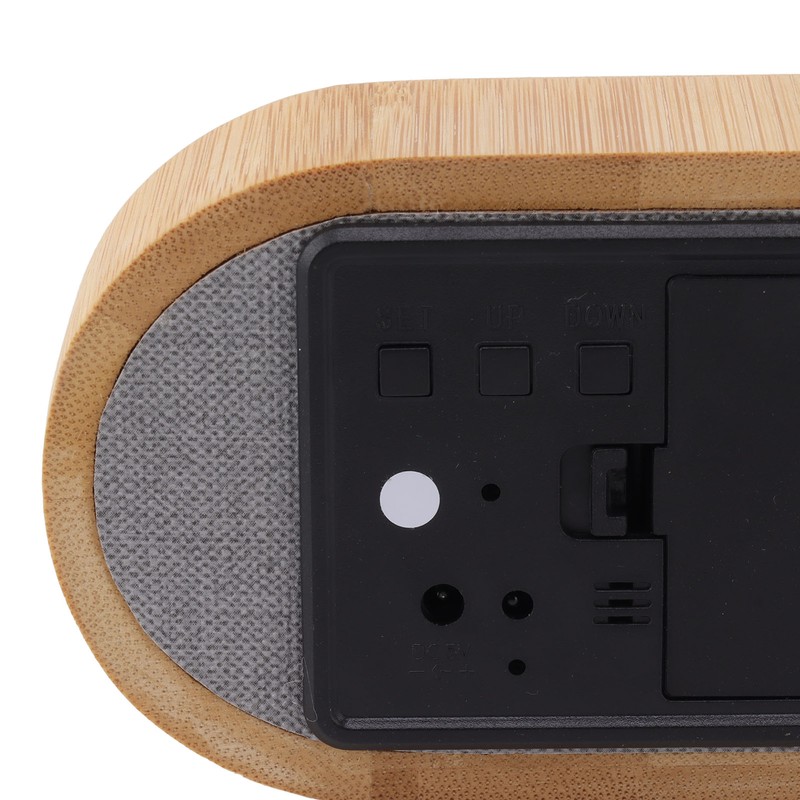 Wooden Alarm Clock Digital Voice Control LED Glowing USB Plug