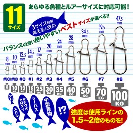 Orludo QB500097a01n0 Quick Snap Fishing Tackle 100 Pieces + 3 Pack #1 (Load Capacity 39.7 lbs (18 kg) for Quick Lure Changes and Rigging Changes