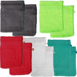 KH-Haushaltshandel Pack of 10 Terry Wash Mitts Approx. 16 x 21 cm 100% Cotton Plain with Border Walk Terry Cloth Wash Cloth (5 x 2 Pieces with Borde)