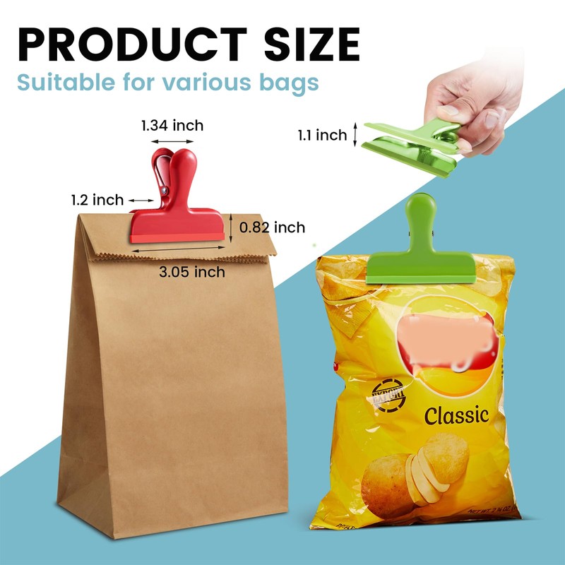 HOUSE AGAIN 8 Pack Stainless Steel Chip Bag Clips Covered
