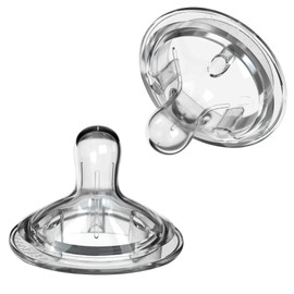 Nanobebe Nipples Baby Bottle Nipples, Silicone Nipple, Triple Vented, Ready to Use, 2-Pack, Slow Flow