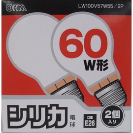 Ohm Electric 06-1762 OHM Incandescent Bulb, Incandescent Bulb, Silica Bulb, E26, Pack of 2, LW100V57W55/2P