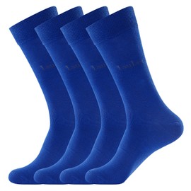 Laulax 4 Pairs Smooth Seamless Toe Finest Combed Cotton Dress Socks, Blue, Size UK 9-11, Gift set,