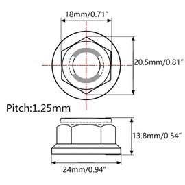 Wanyifa Titanium Flanged Metal Lock Nut M12 for Motorcycle Cars Pack of 6 (M12 Pitch 1.25mm, Normal Titanium)