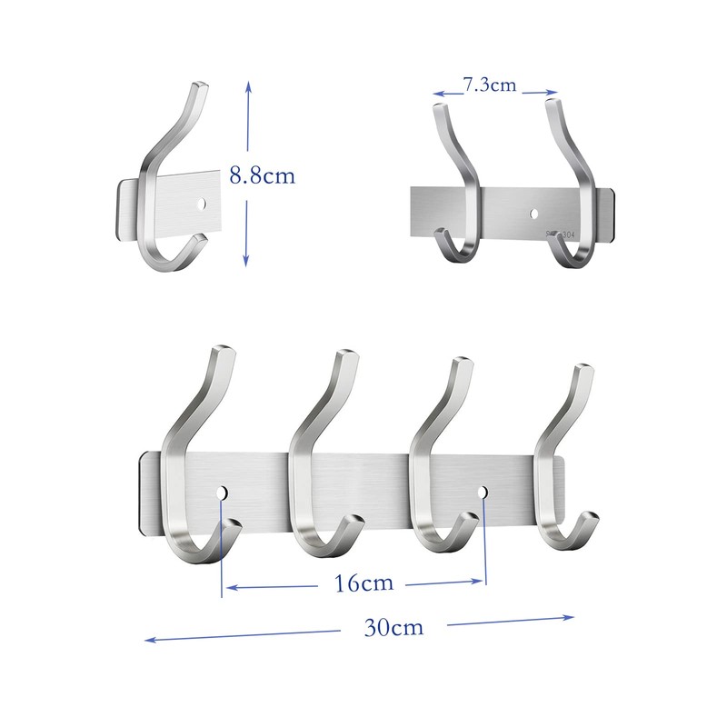 MEIJO Stainless Steel Coat Hook, Wall Coat Hook with 4