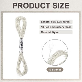 PATIKIL 18 Skeins Embroidery Floss, Metallic Embroidery Thread Nylon Threads Bracelets String for Cross-Stitch Hand Embroidery, Silver Tone
