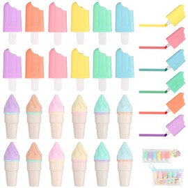 Demarsen 24 Piece Mini Highlighter Set, 6 Colour Light Pens, Pastel, Ice-shaped Highlighter Markers, Small Funny Pens, Highlighter Pens for Party Bags, Children's Birthday Party, Gifts, School