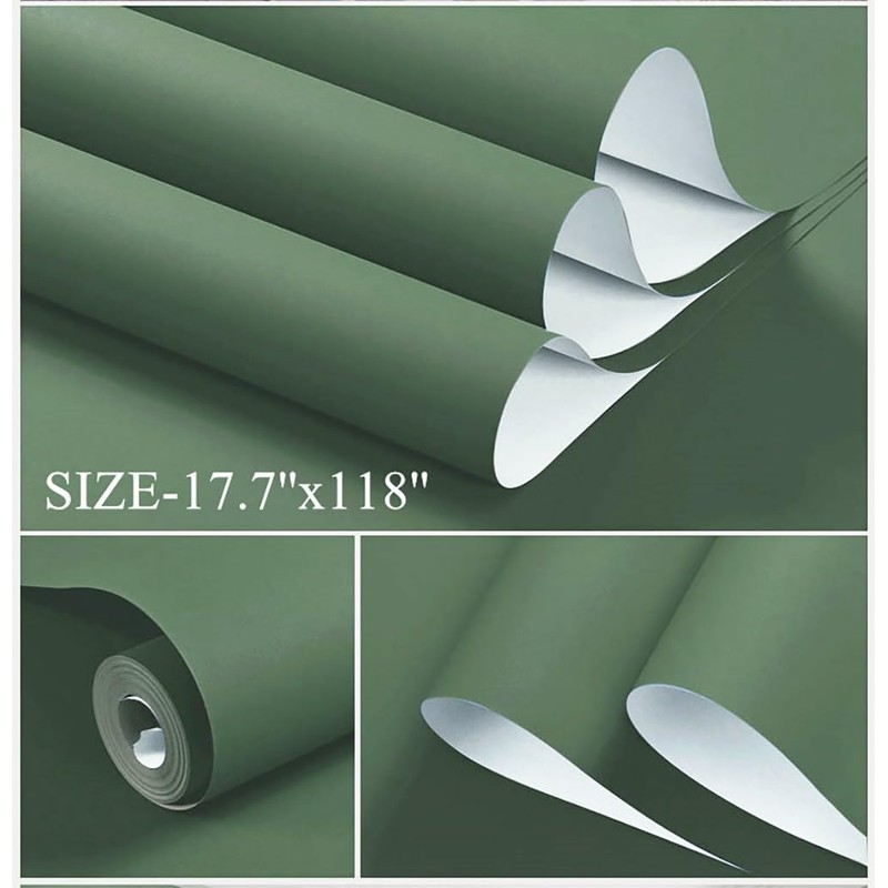 Dimoon 78.7''x17.7'' Green Peel and Stick Wallpaper Contact Paper Modern