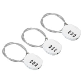 PATIKIL Combination Lock 12 Inch, 3 Pcs 3 Digit Outdoor Waterproof Code Padlock with Wire Rope for Luggage Gym Locker Fence Toolbox Backpack, White