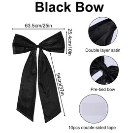 Gosknor Large Black Bow Party Decoration, 47x25 Inch Giant Satin Bow Wall Decor for Home Birthday Wedding Bachelorette Party Baby Shower Graduation Backdrop