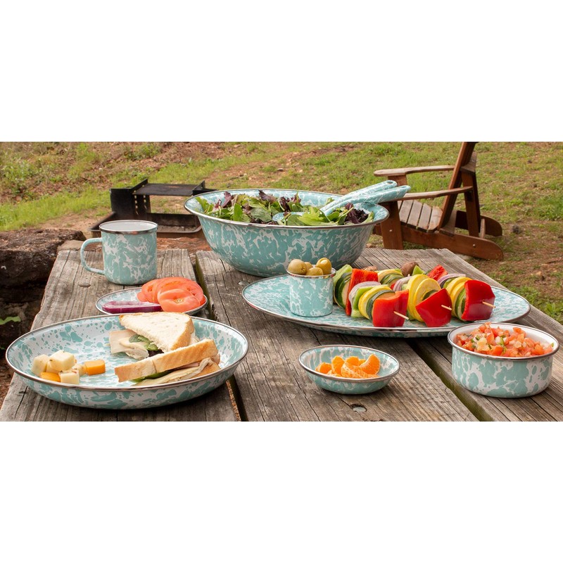 Golden Rabbit Enamelware - Sea Glass Swirl Pattern - 13.5